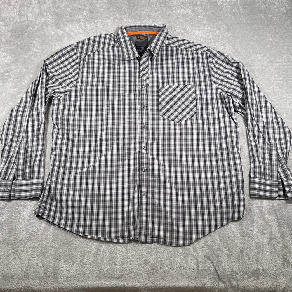 5.11 Tactical Shirt Mens 2XL Black Plaid Button Up Long Sleeve Outdoor Workwear